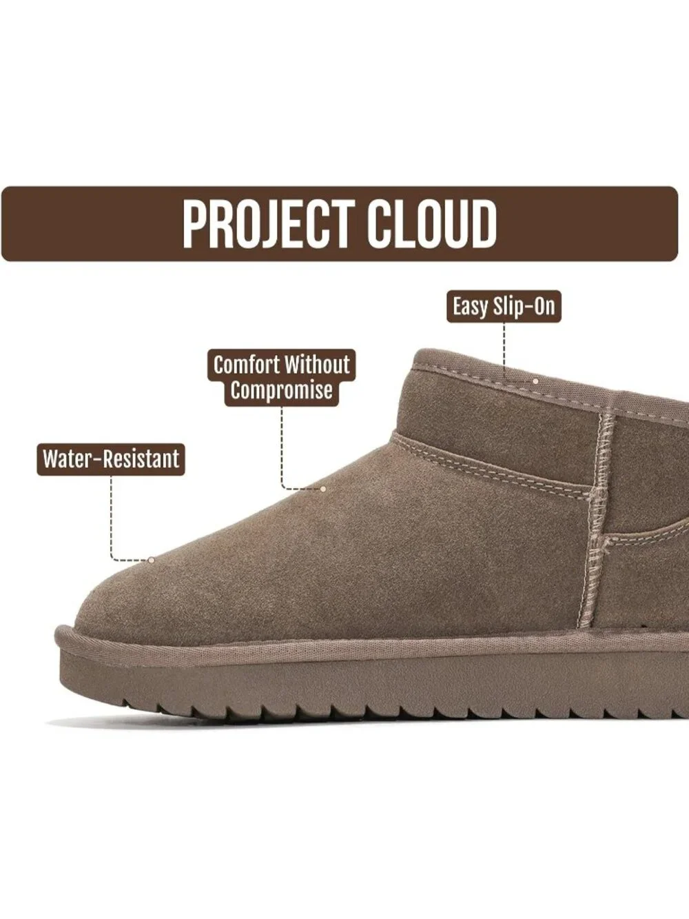 Womens Mushroom Suede Project Cloud Genuine Leather Comfortable Ankle Boots